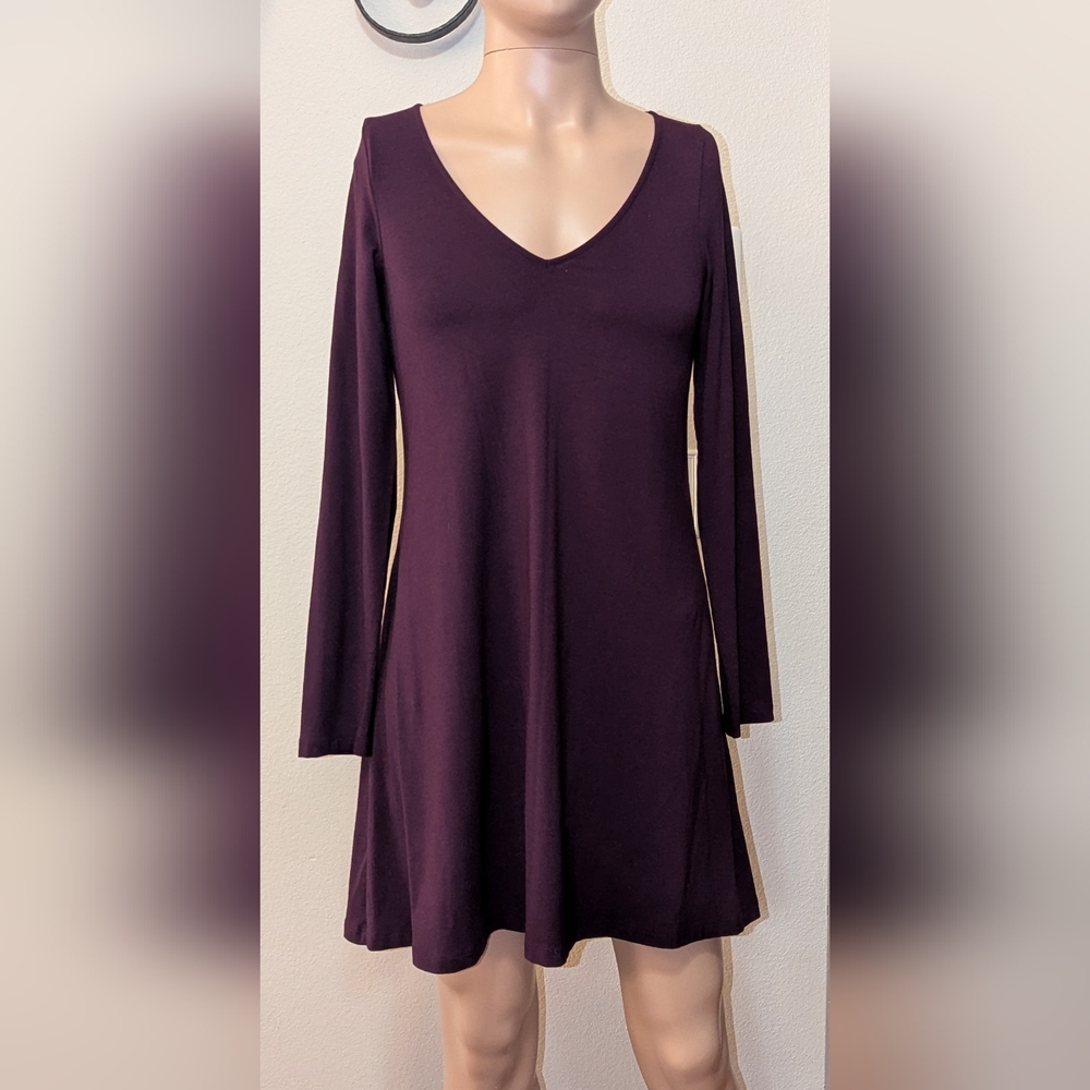 Express Deep Purple Long Sleeve Dress